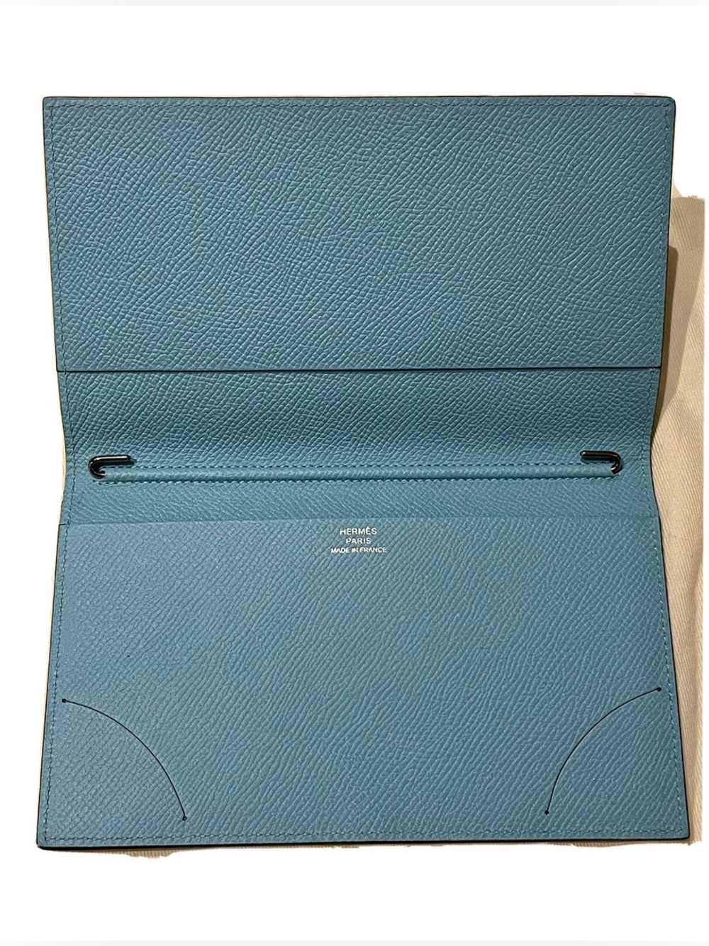 HERMES Authentic agenda planner/Passport case Colvert Blue/ Made in France